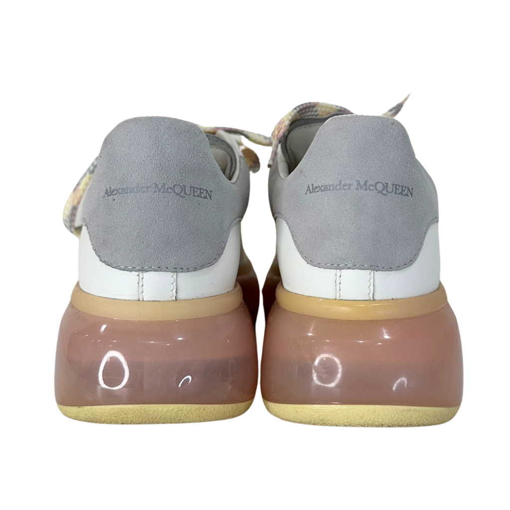 Alexander McQueen White, Gray, and Tan Leather Sneakers, 37