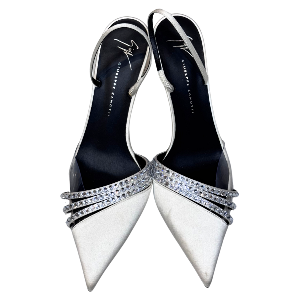 Giuseppe Zanotti Cream Crystal Strappy Heel, 37.5
