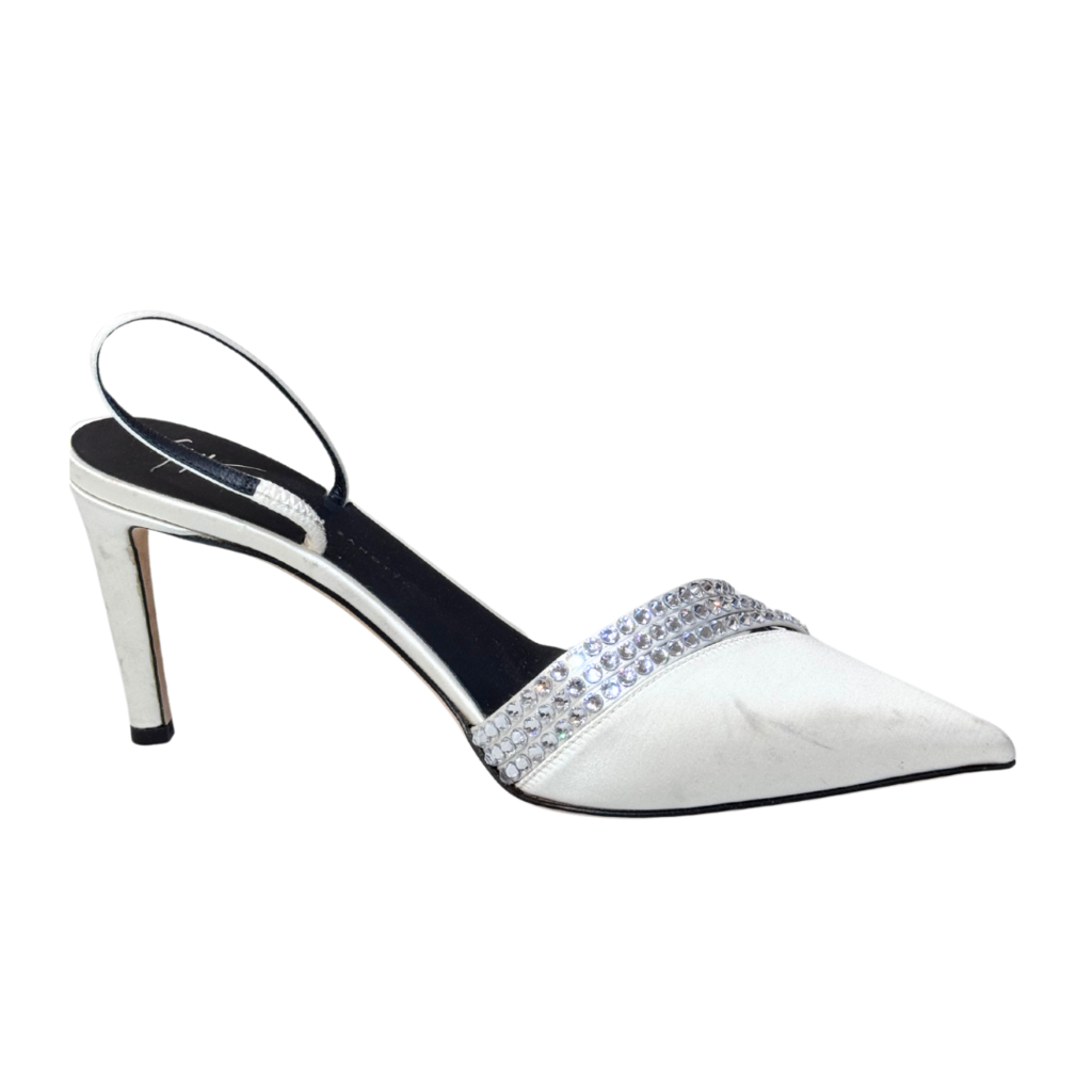 Giuseppe Zanotti Cream Crystal Strappy Heel, 37.5