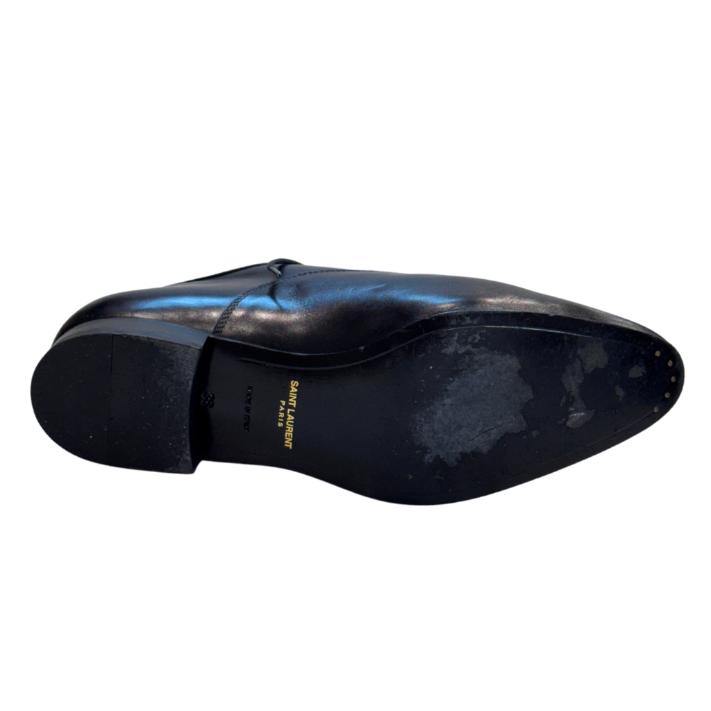 Saint Laurent Black Leather Oxfords, 38