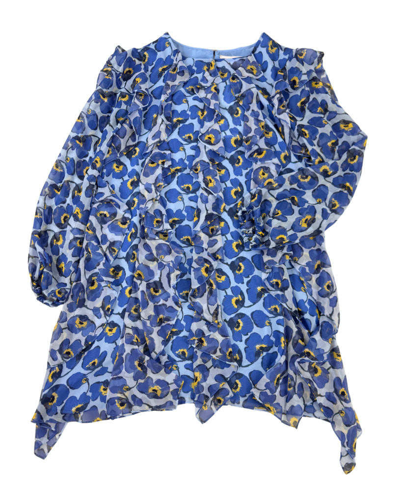 Carolina Herrera Blue Silk Floral Dress, 10