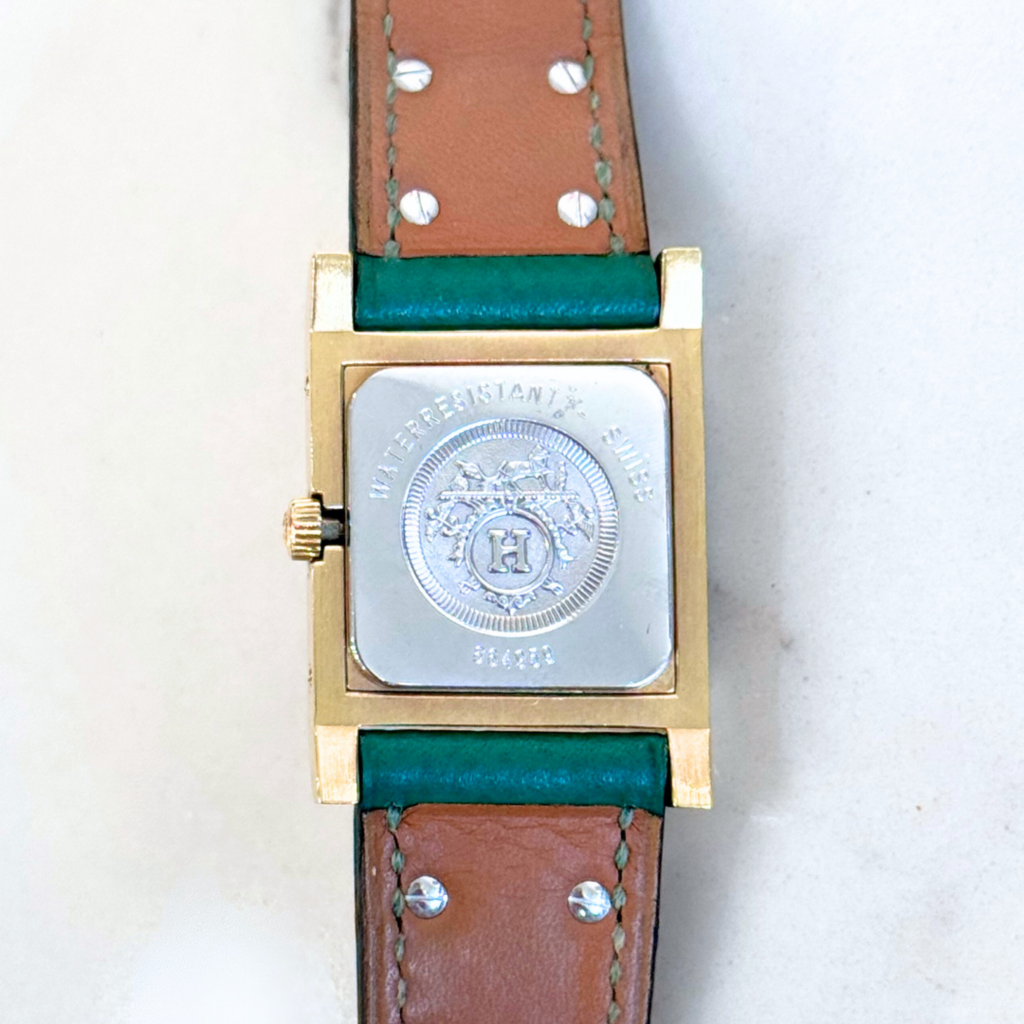 Hermes Green Pyramid Stud Medor Watch