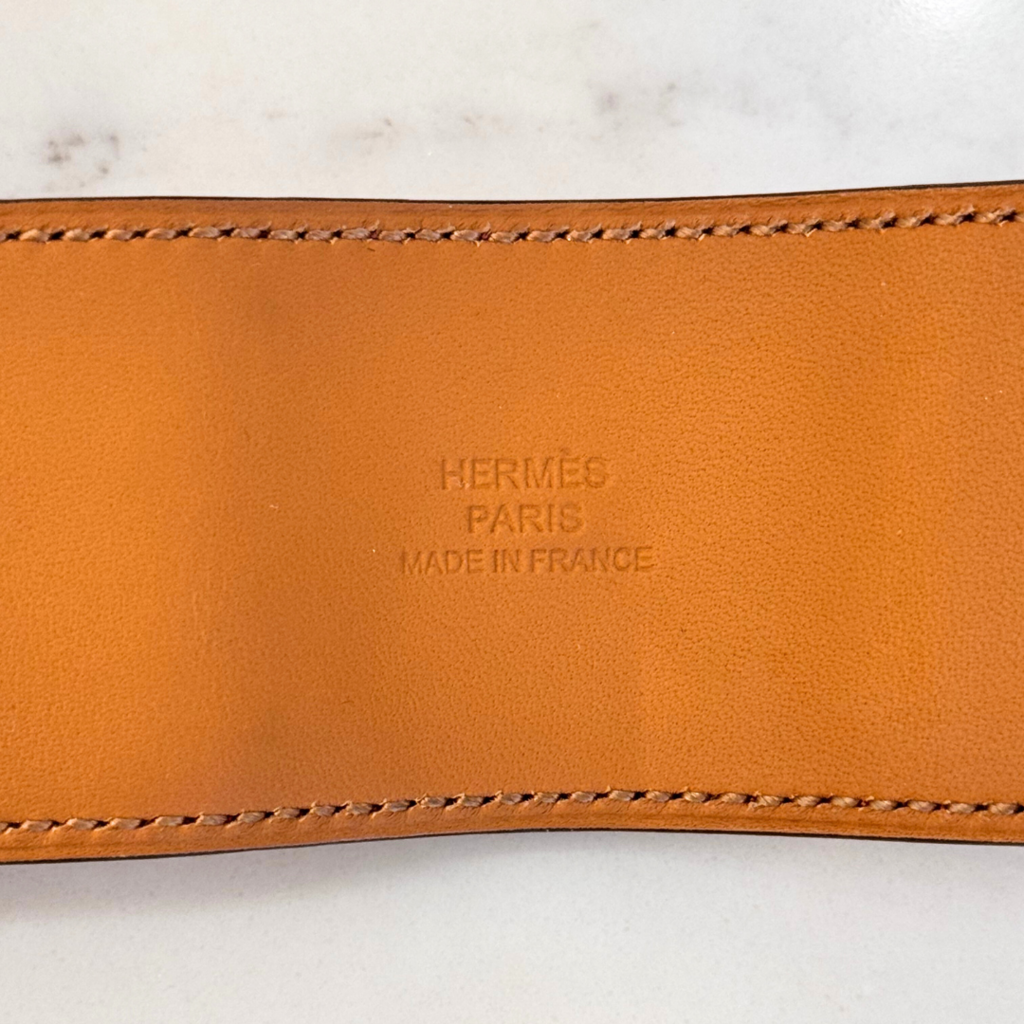 Hermes Brown Leather Collier De Chien Bracelet, 8.5" (full set)