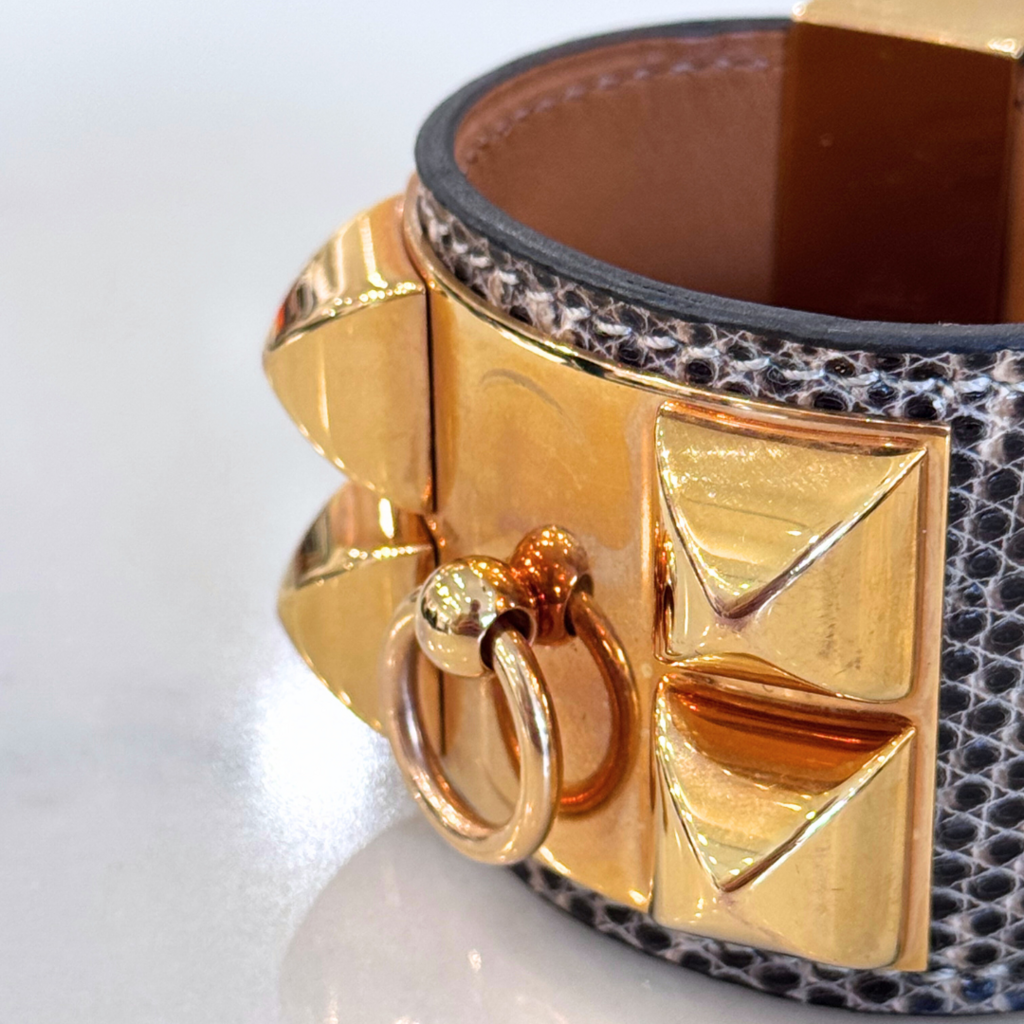 Hermes Lizard Leather Collier de Chien Leather Wrap Bracelet