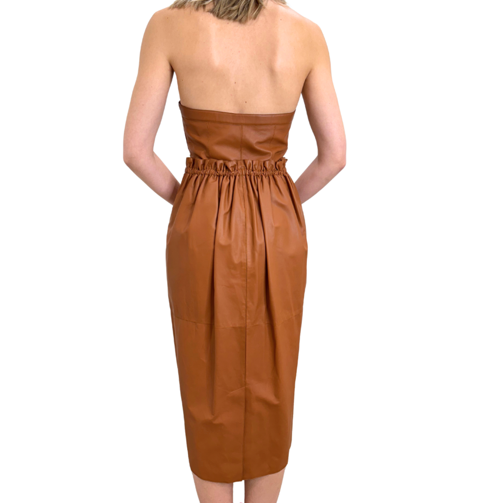 Hermès Brown Leather Bustier Dress, 38 (Spring 2022)