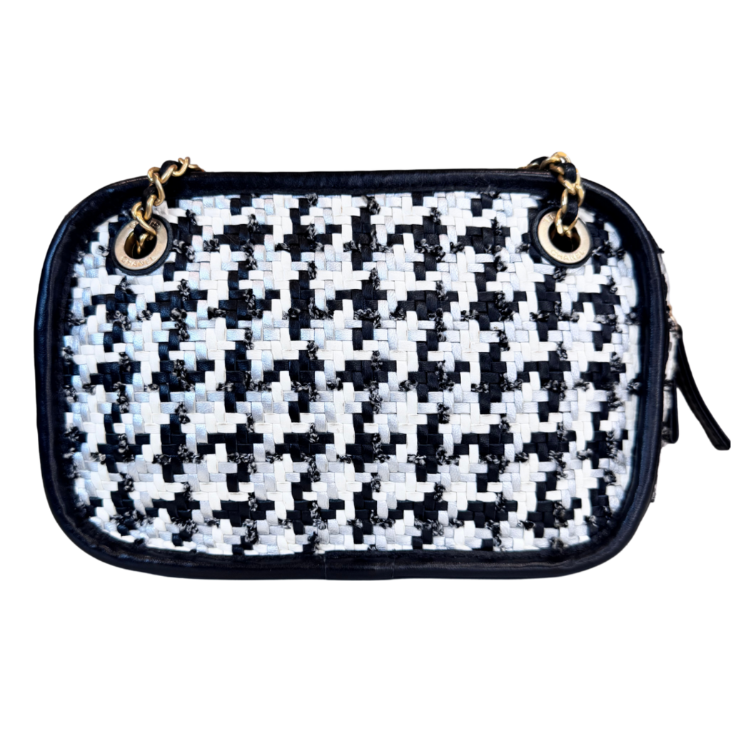 Chanel B&W Viscose Woven Camera Bag