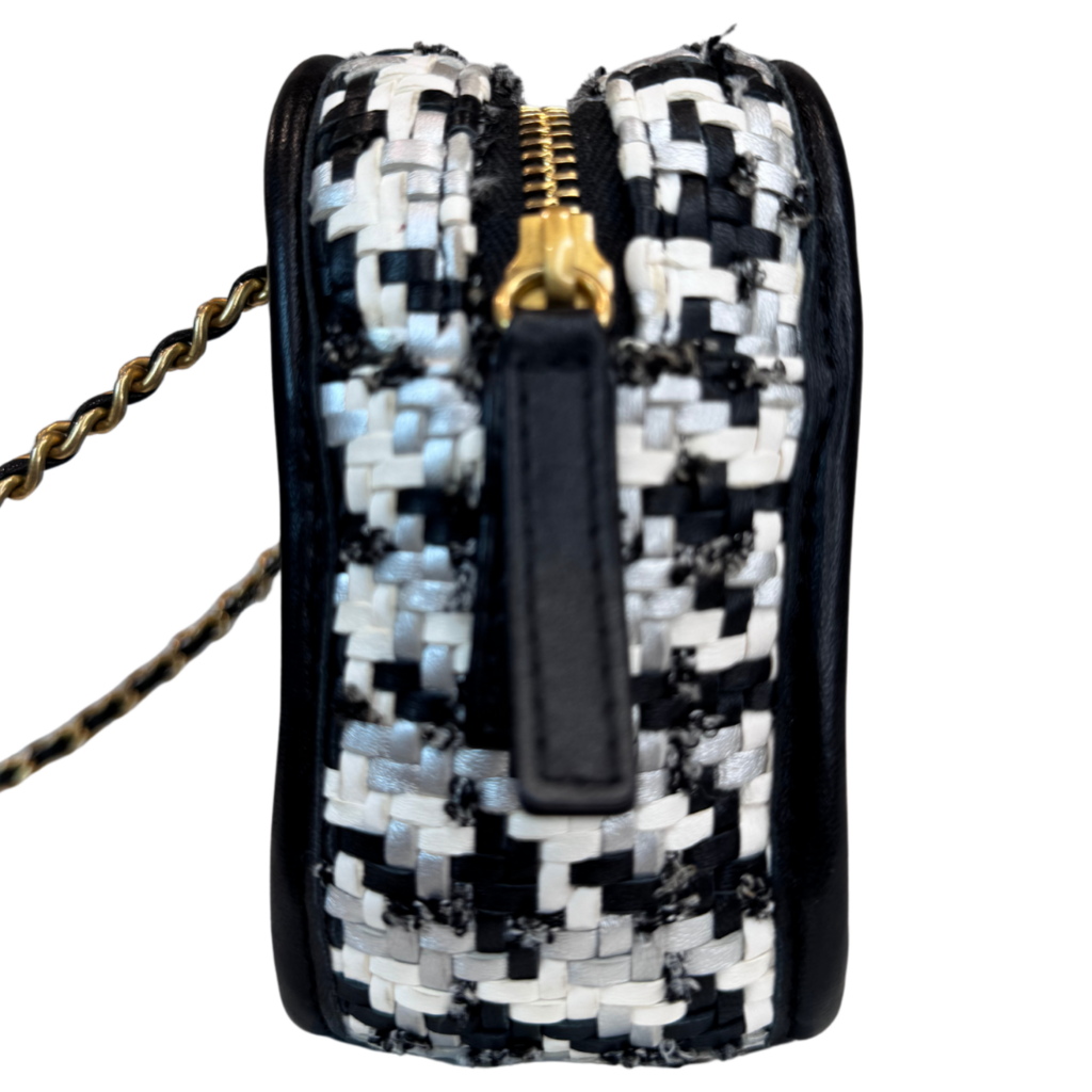 Chanel B&W Viscose Woven Camera Bag