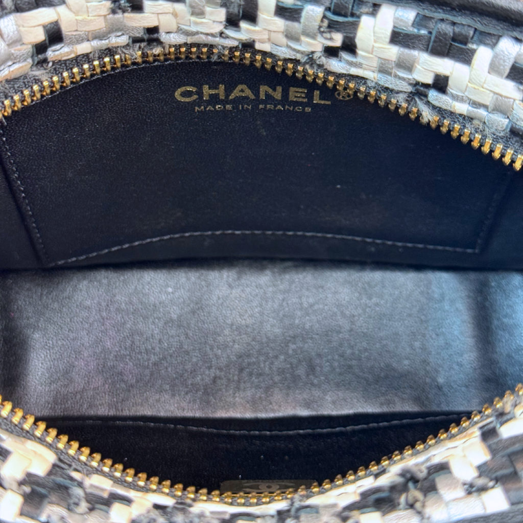 Chanel B&W Viscose Woven Camera Bag