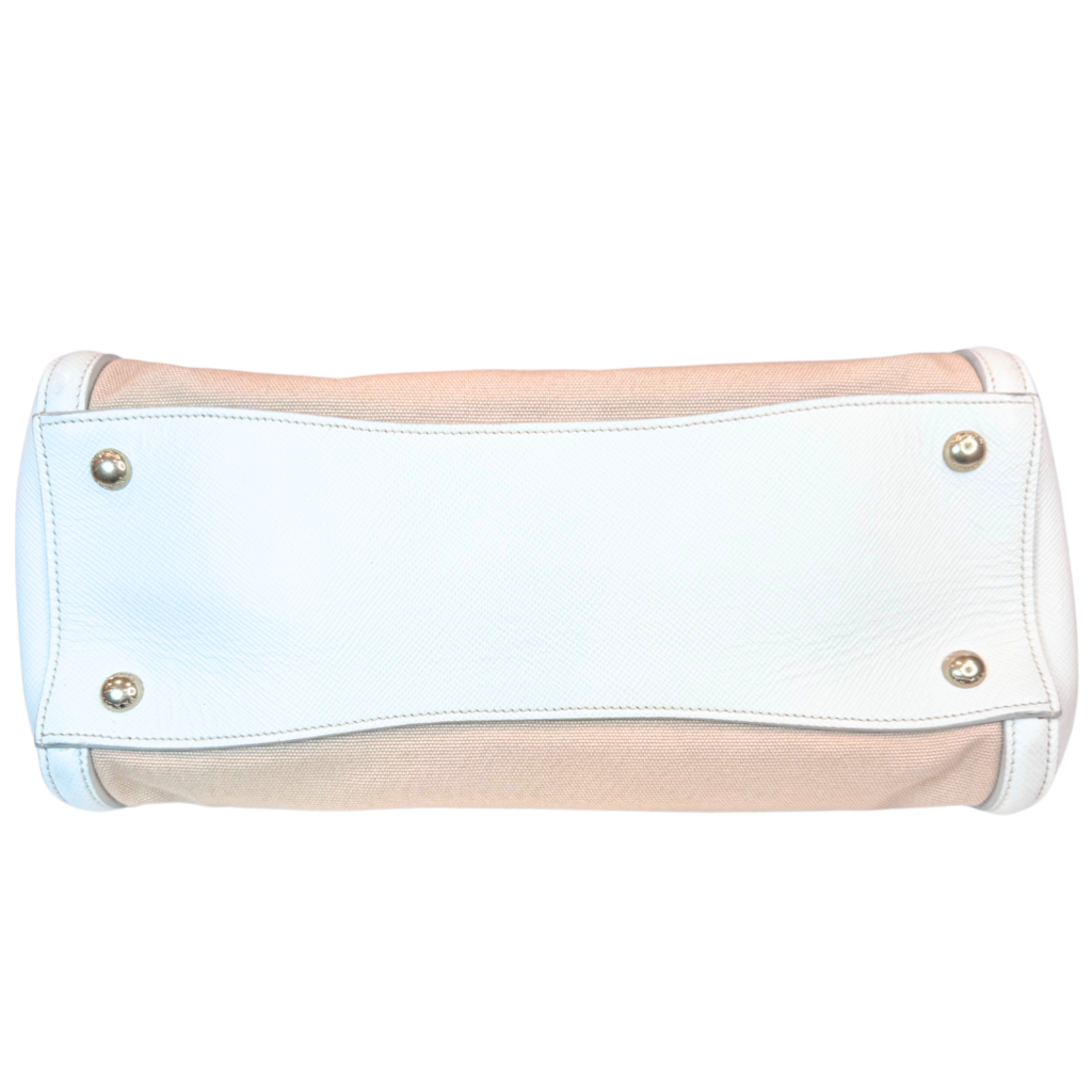Prada Tan & Cream Saffiano Cuir Tote Bag