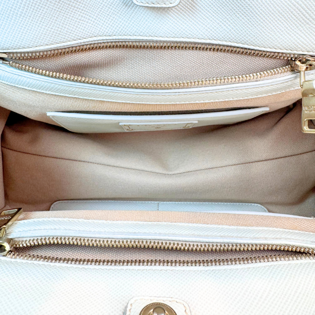 Prada Tan & Cream Saffiano Cuir Tote Bag