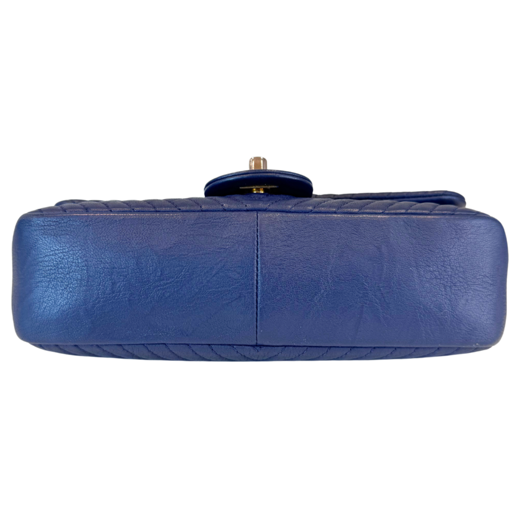 Chanel Blue Goat Chevron Flap