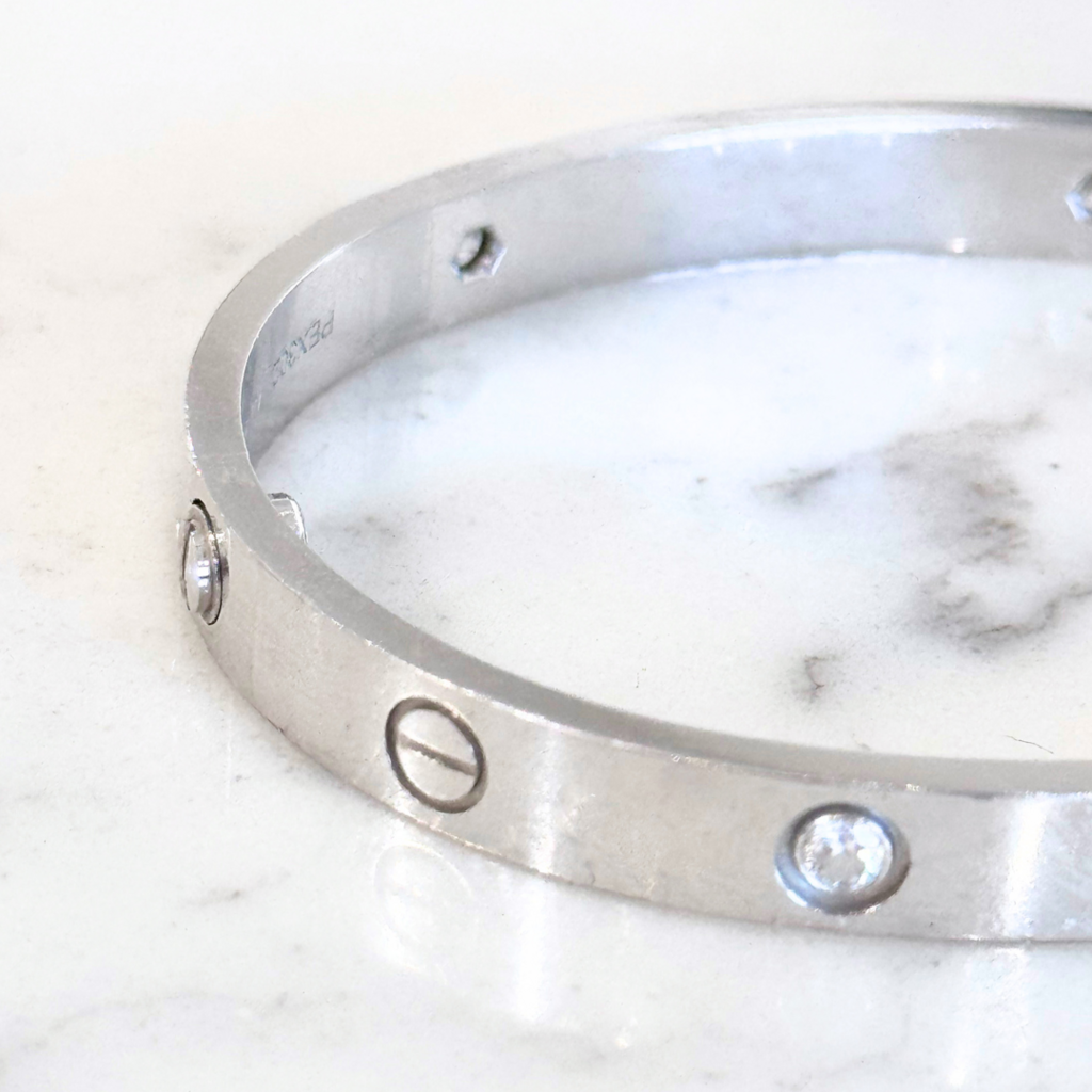 Cartier White Gold 4 Diamond Love Bracelet (FULL SET)