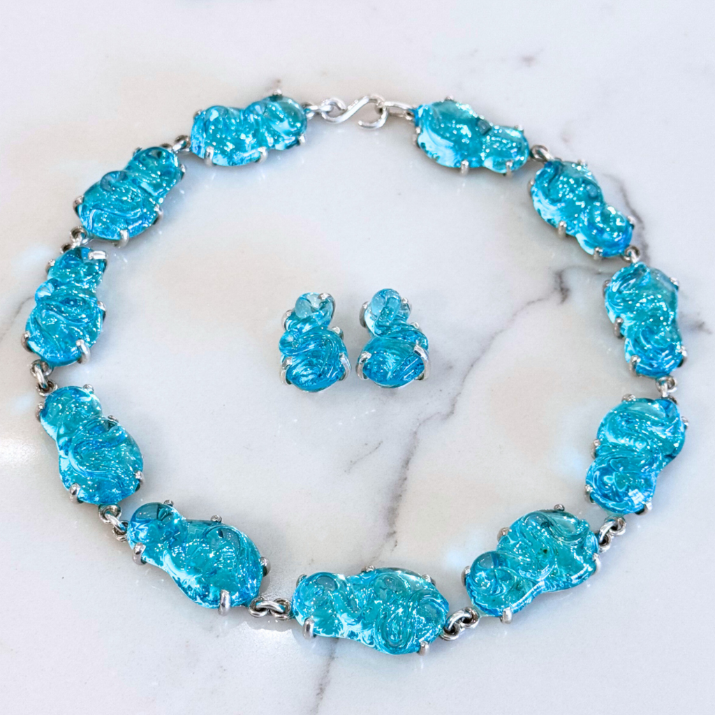 Mariquita Masterson Blue Glass S Shape Silver Earrings