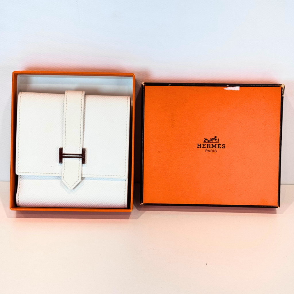 Hermès White Bearn Recto Verso Wallet