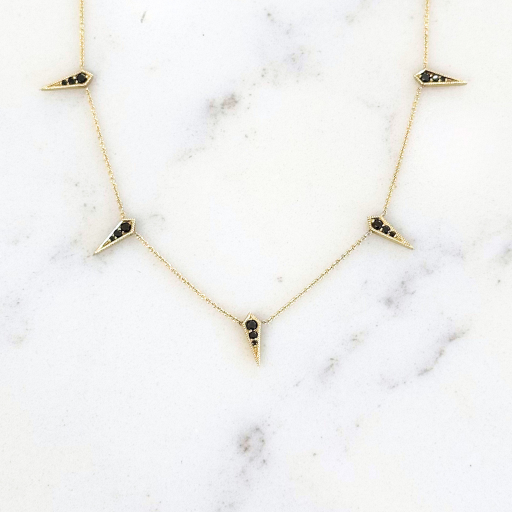 Lizzie Mandler Black Diamond Kite Gold Necklace