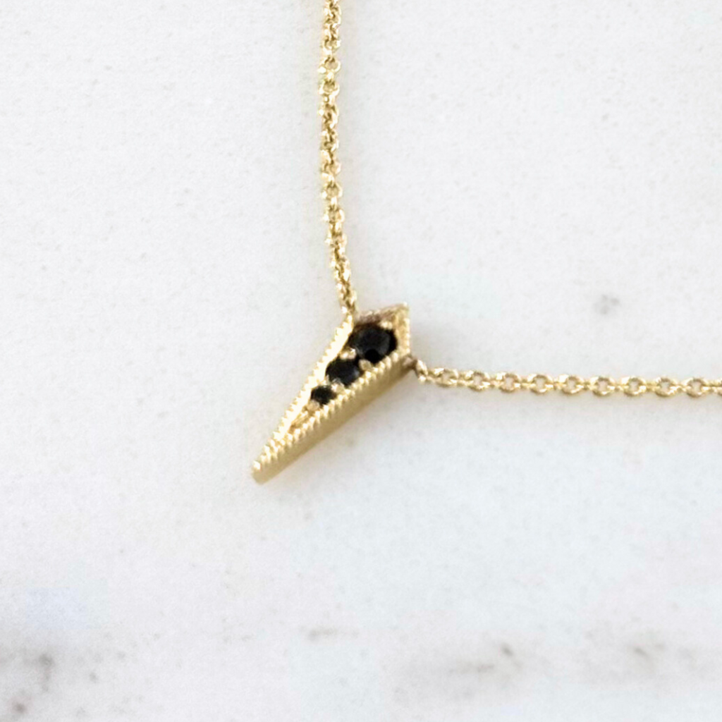 Lizzie Mandler Black Diamond Kite Gold Necklace