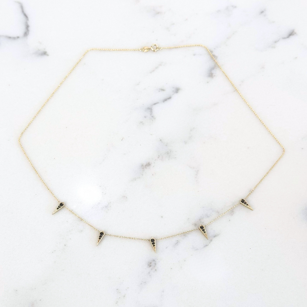 Lizzie Mandler Black Diamond Kite Gold Necklace