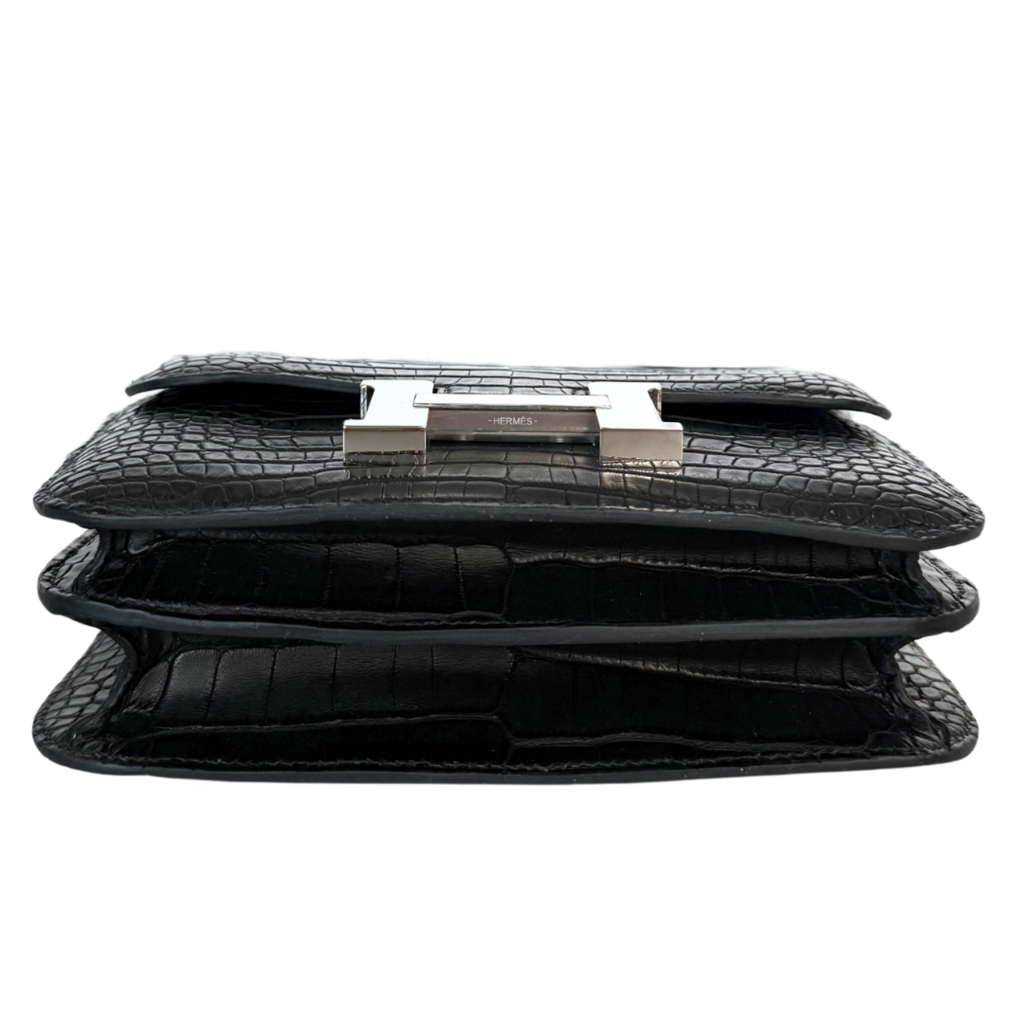 Hermès Constance Matte Black Croc Palladium HW