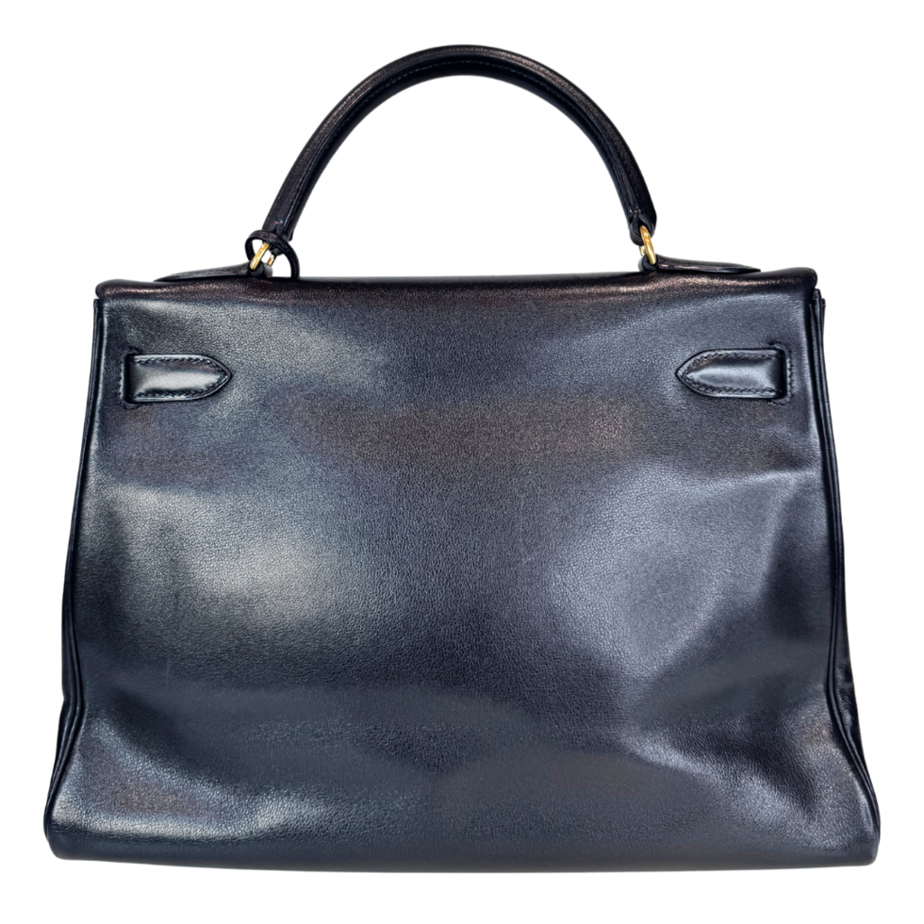 Hermès Kelly Black Box Calf Retourne 32CM Gold HW (1996)