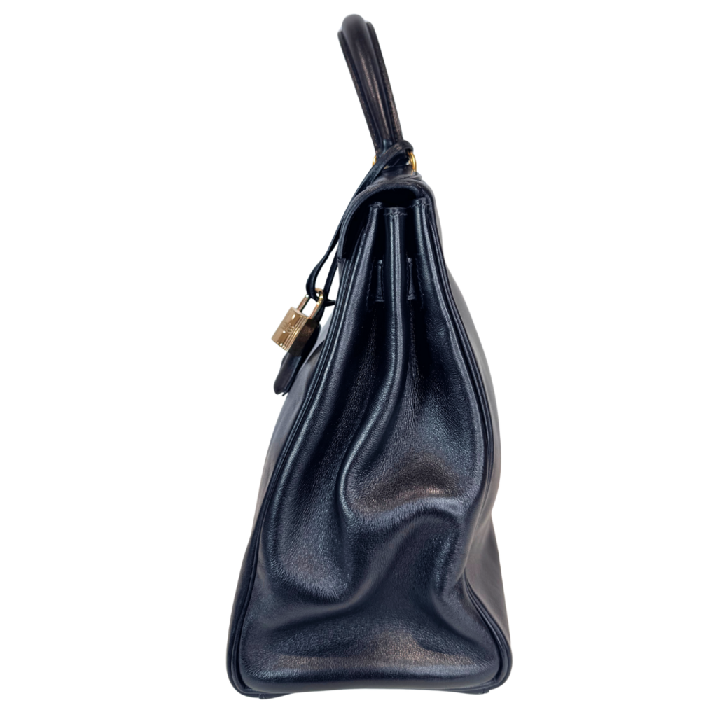 Hermès Kelly Black Box Calf Retourne 32CM Gold HW (1996)