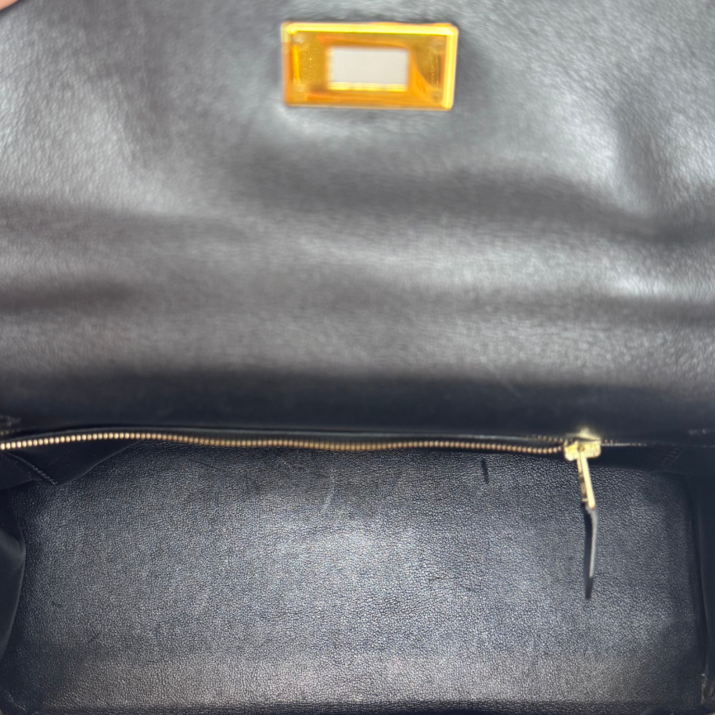 Hermès Kelly Black Box Calf Retourne 32CM Gold HW (1996)