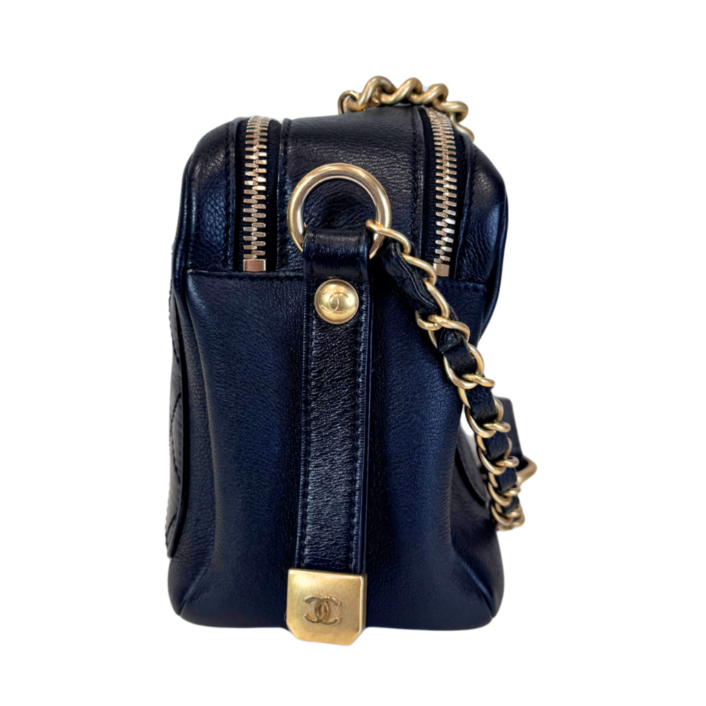 Chanel Black Glazed Caviar Camera Bag