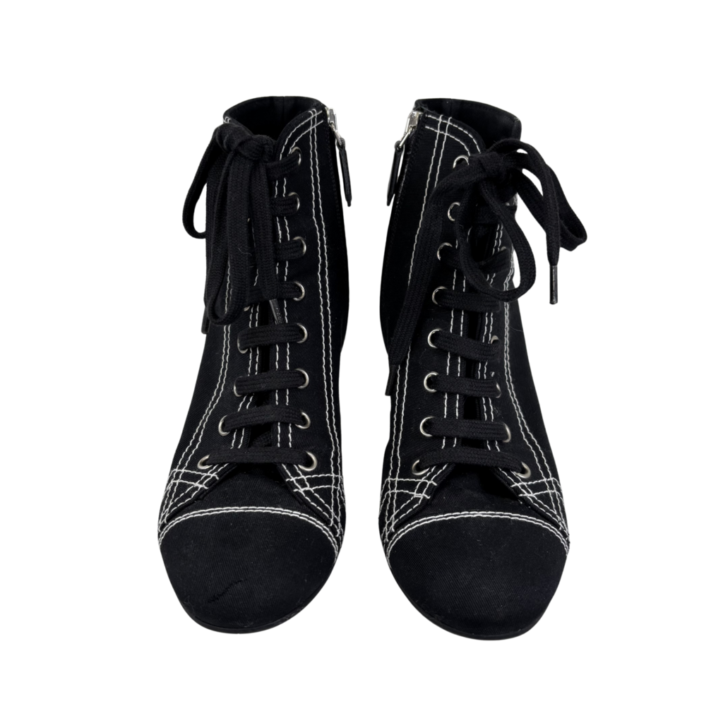 Miu Miu Logo Ankle Heel Boot, 35