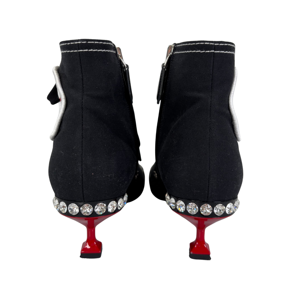 Miu Miu Logo Ankle Heel Boot, 35