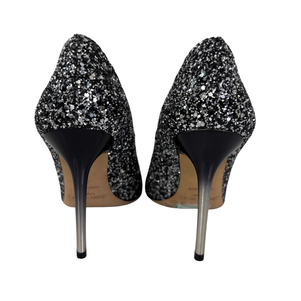 Jimmy Choo Silver Glitter Pumps, 36