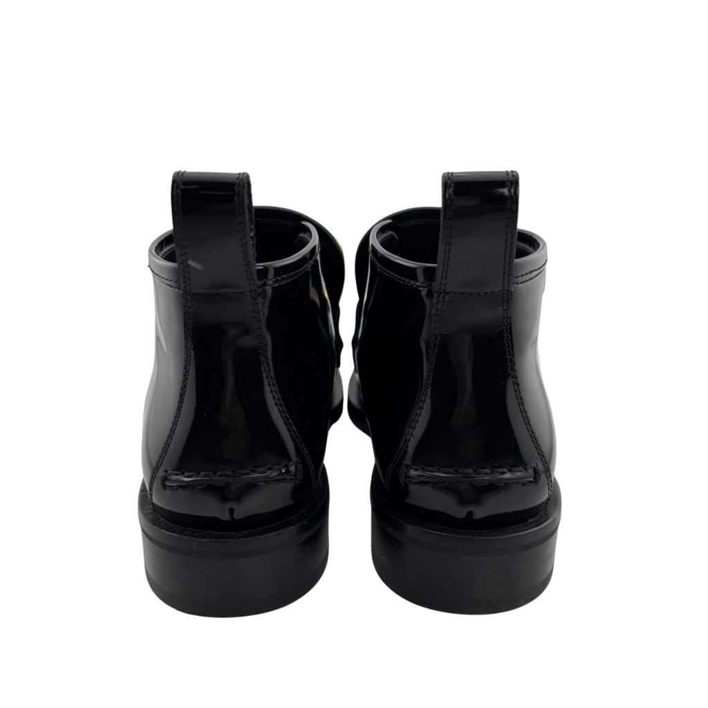 Loewe Patent Leather Beaded Logo Ankle Boot, 38