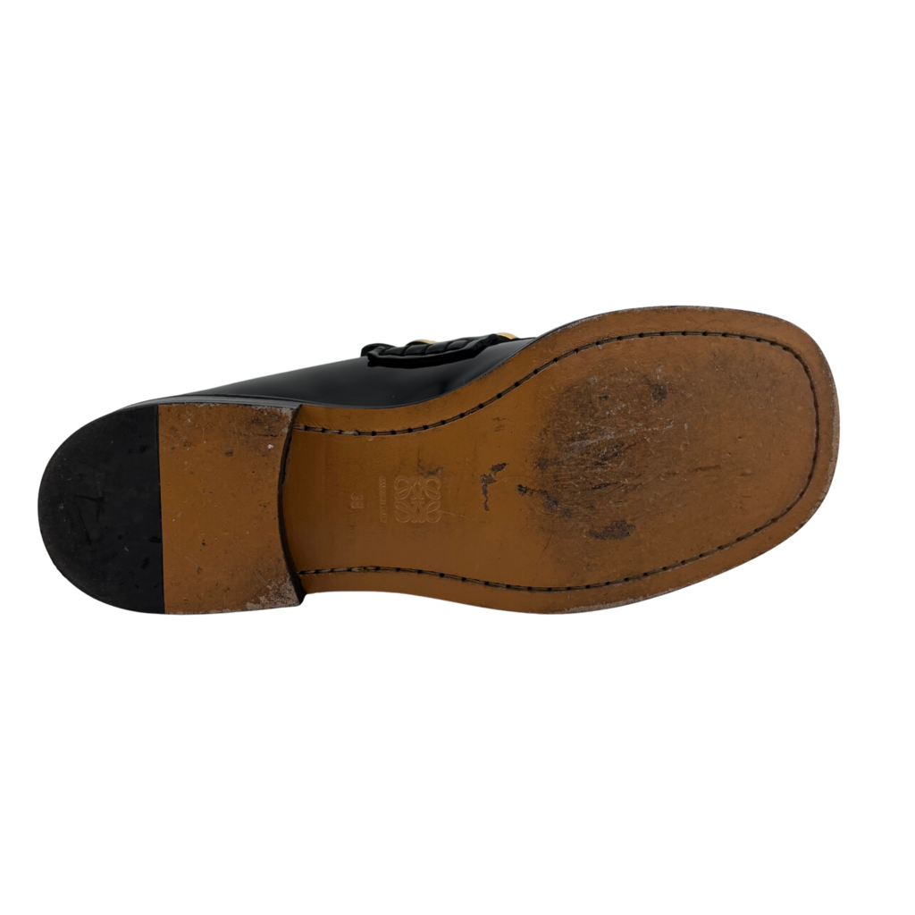 Loewe Patent Leather Beaded Logo Ankle Boot, 38