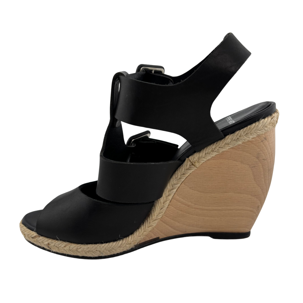 Pierre Hardy Leather Wood Wedge Sandal, 38