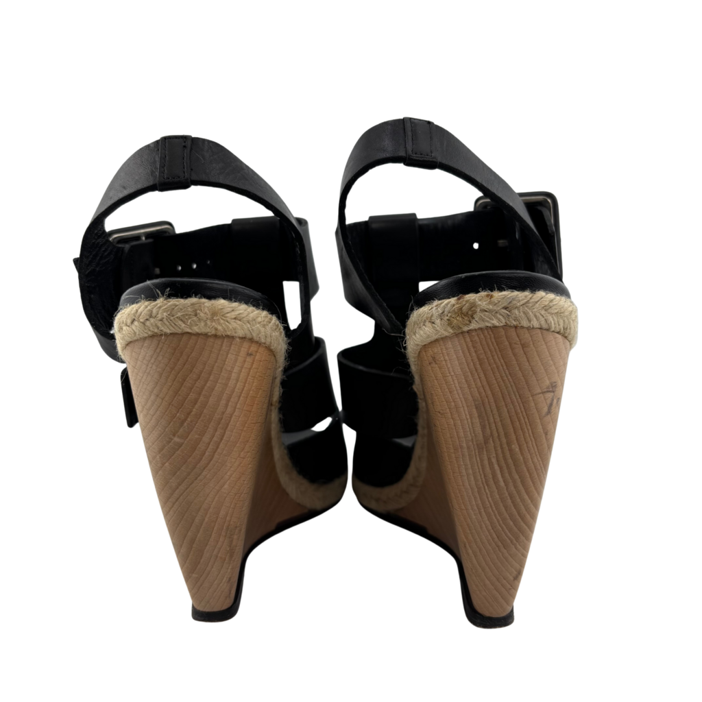 Pierre Hardy Leather Wood Wedge Sandal, 38
