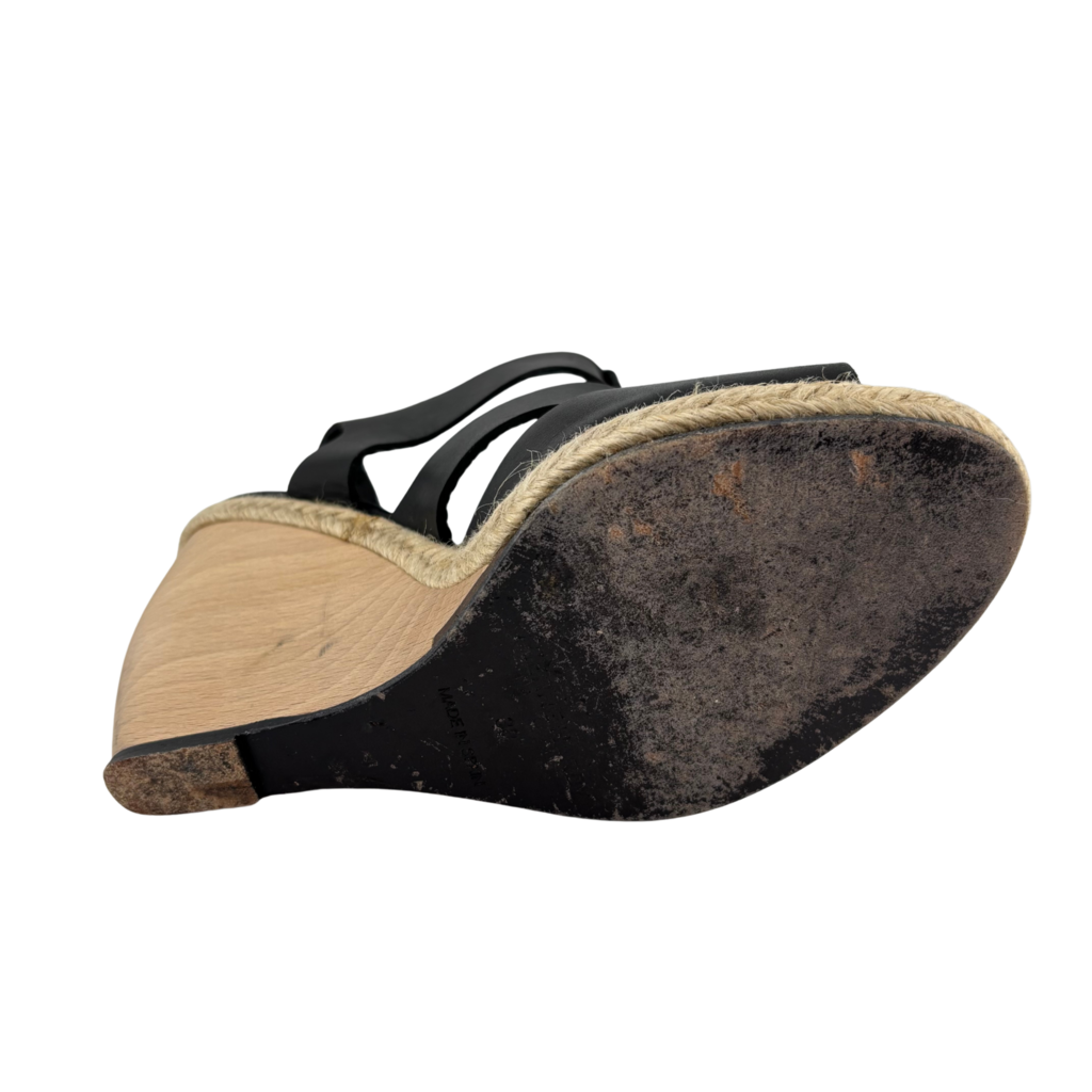 Pierre Hardy Leather Wood Wedge Sandal, 38