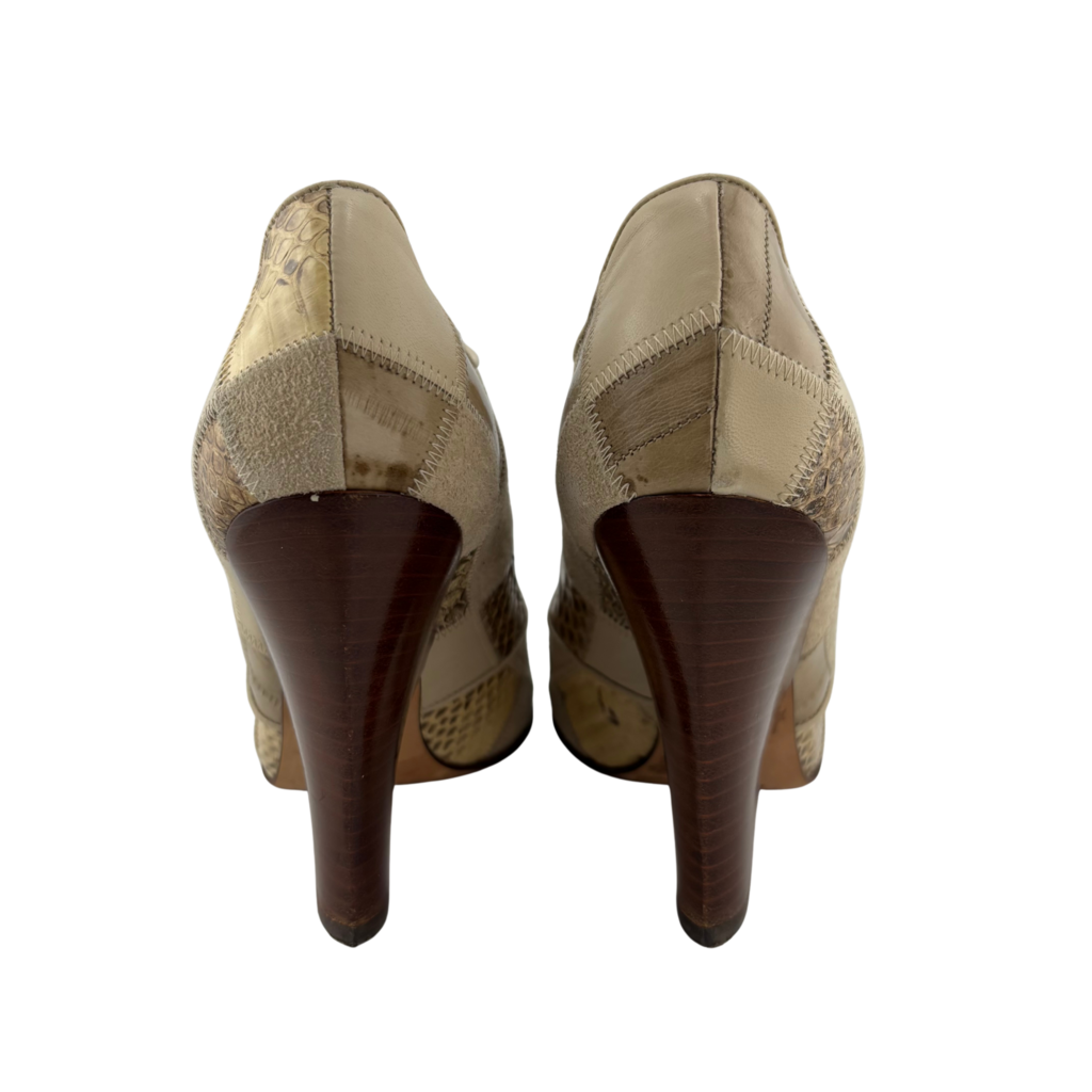 Dolce & Gabbana Patchwork Mixed Media Lace-up Heels, 35