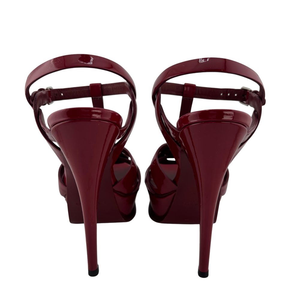 Saint Laurent Patent Leather Tribute Platform Sandals, 35