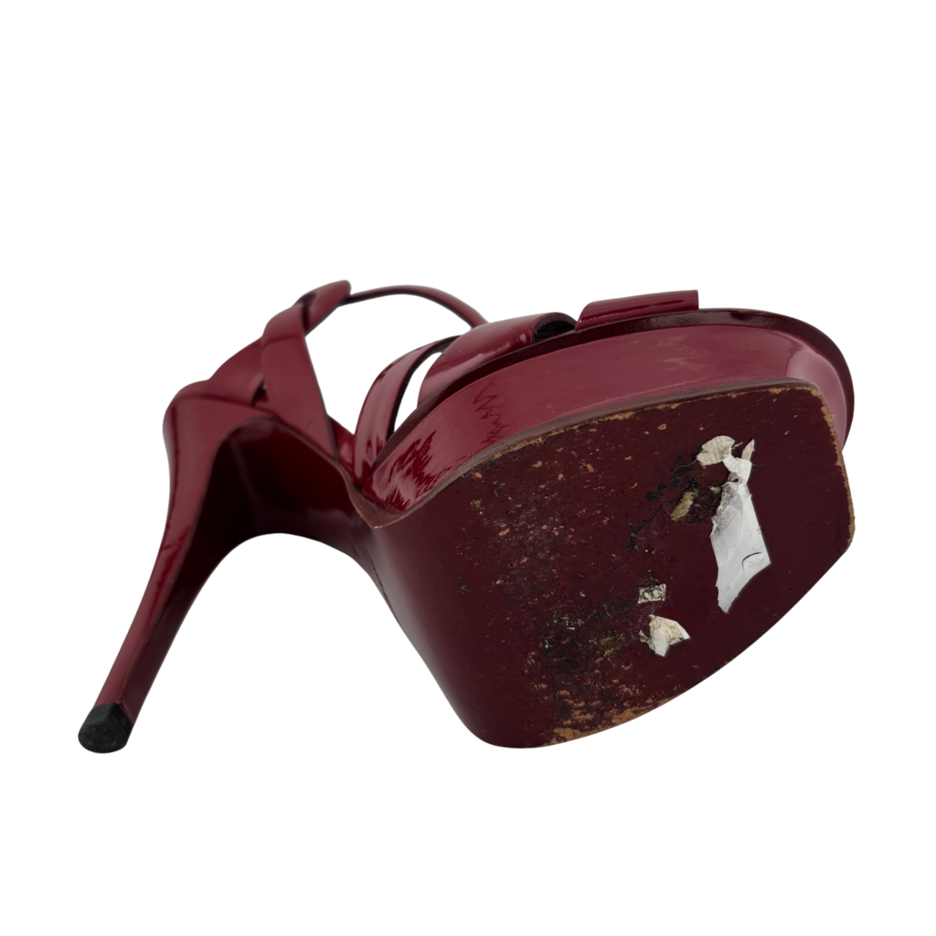 Saint Laurent Patent Leather Tribute Platform Sandals, 35