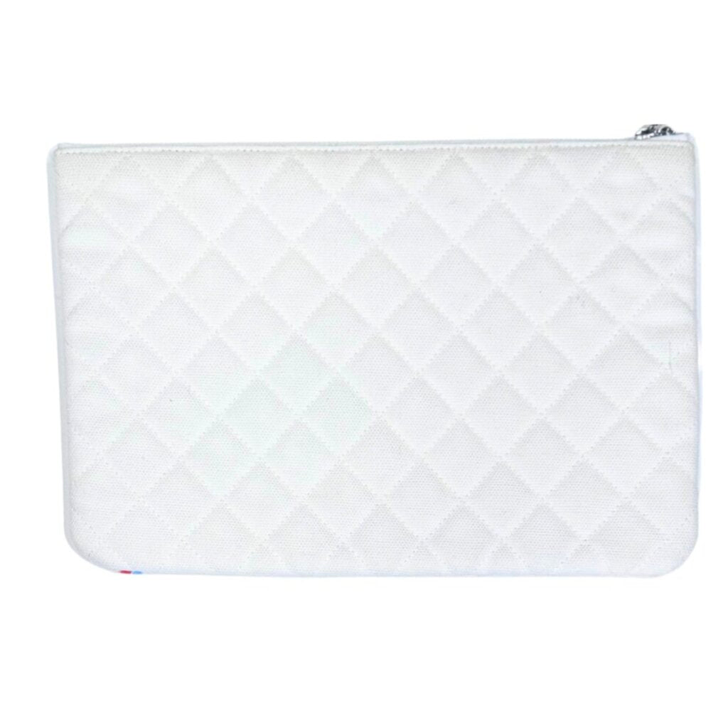 Chanel White Quilted Canvas Coco Cuba Small Pouch
