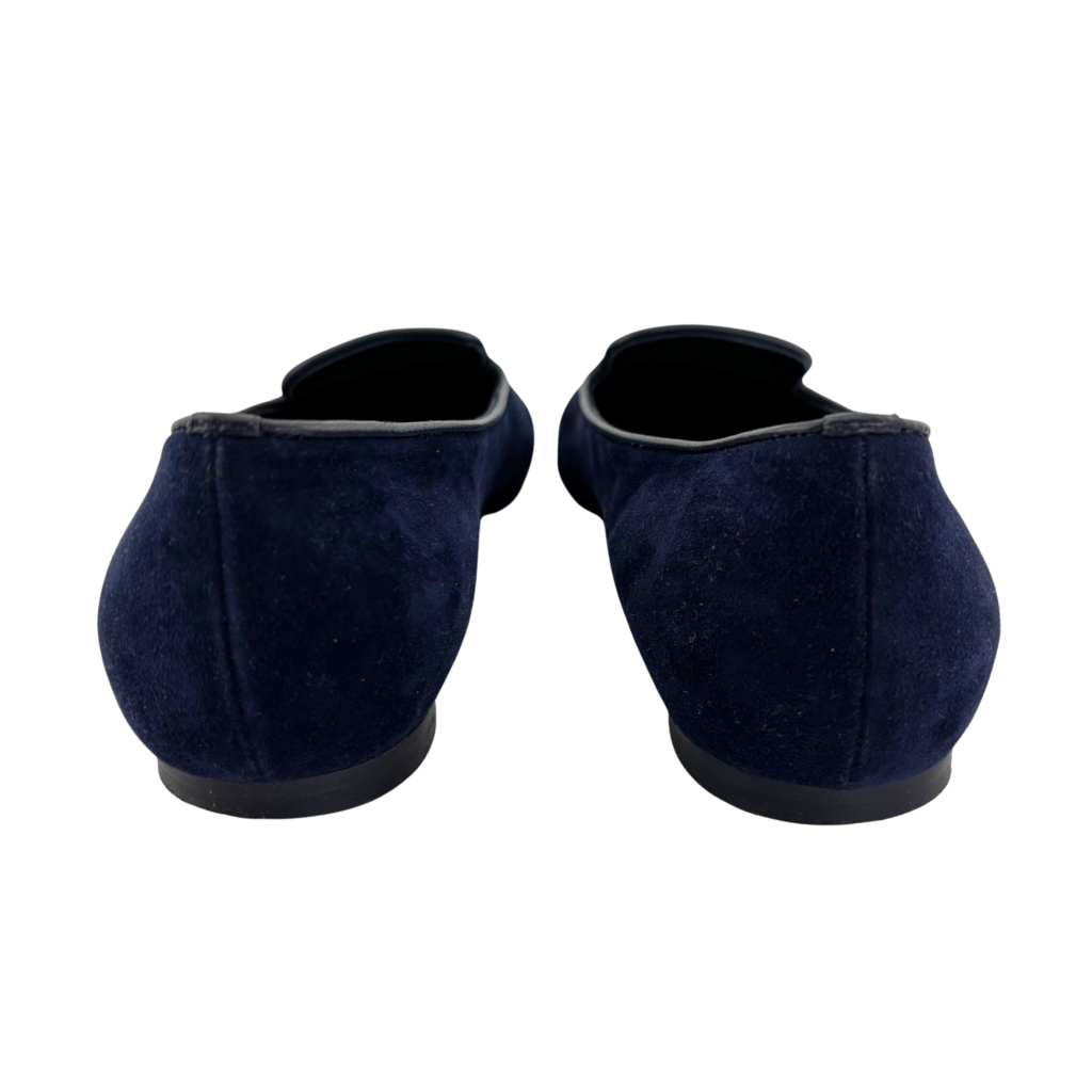 Alexander McQueen Blue Suede Sequin Skull Loafers, 35