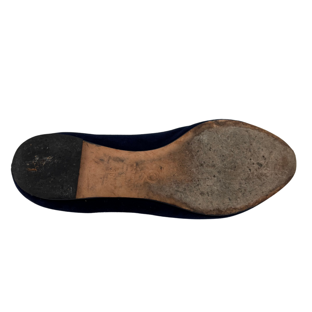 Alexander McQueen Blue Suede Sequin Skull Loafers, 35