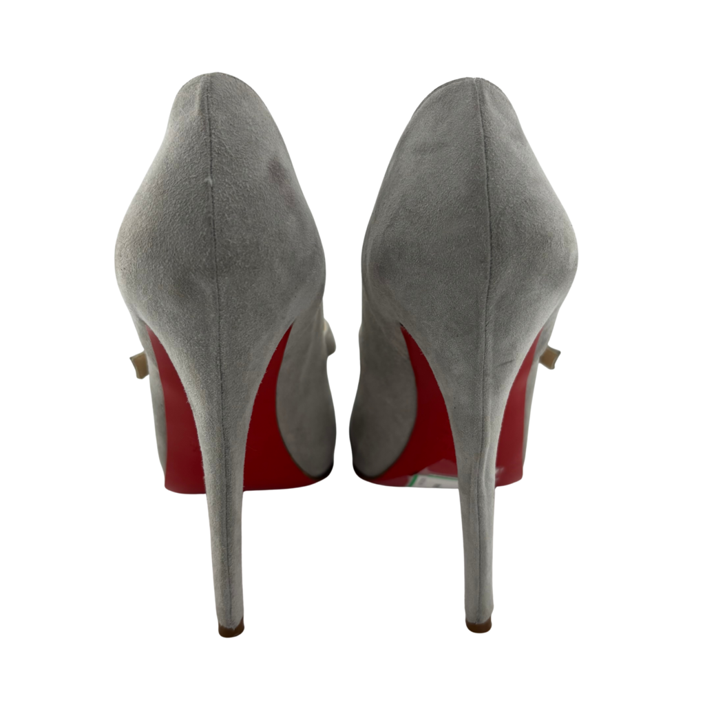 Christian Louboutin Grey Suede Platform Mary Jane Charleen Pump, 39.5