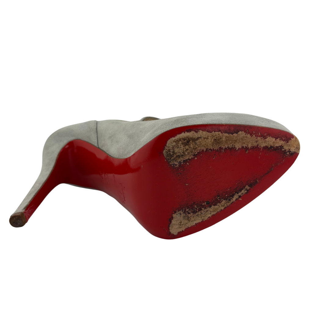 Christian Louboutin Grey Suede Platform Mary Jane Charleen Pump, 39.5