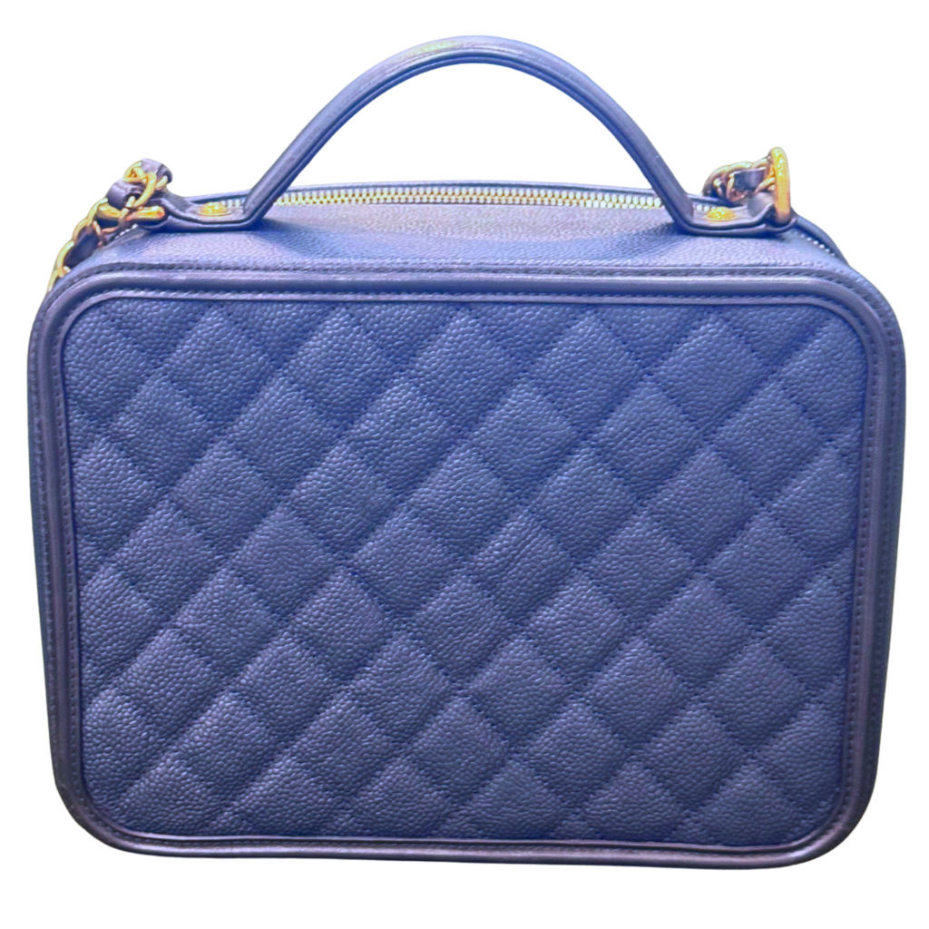 Chanel Filagree Vanity Navy Caviar Large Box Bag