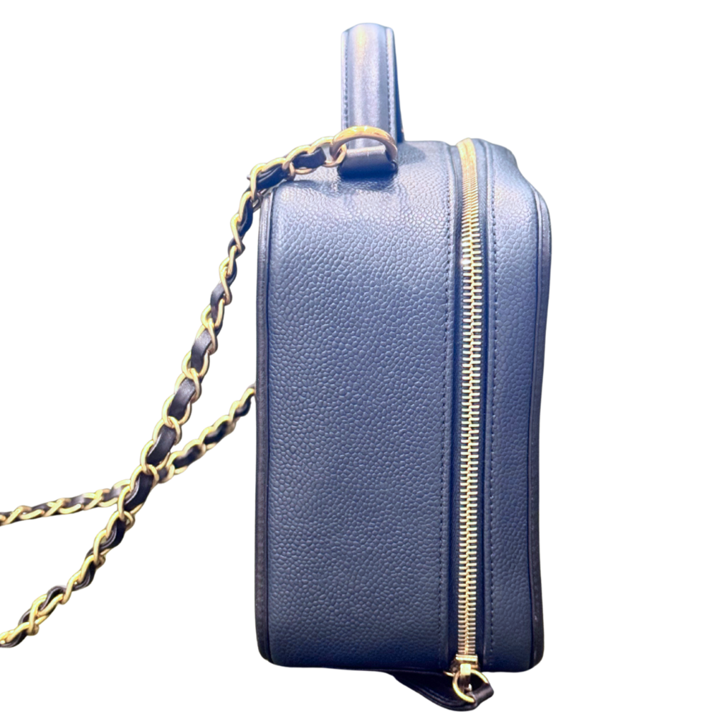Chanel Filagree Vanity Navy Caviar Large Box Bag
