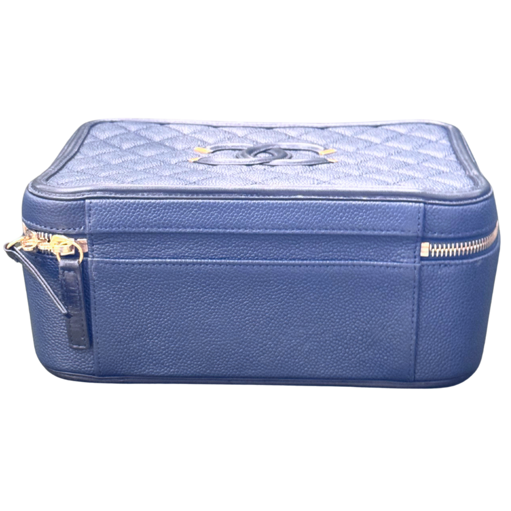 Chanel Filagree Vanity Navy Caviar Large Box Bag