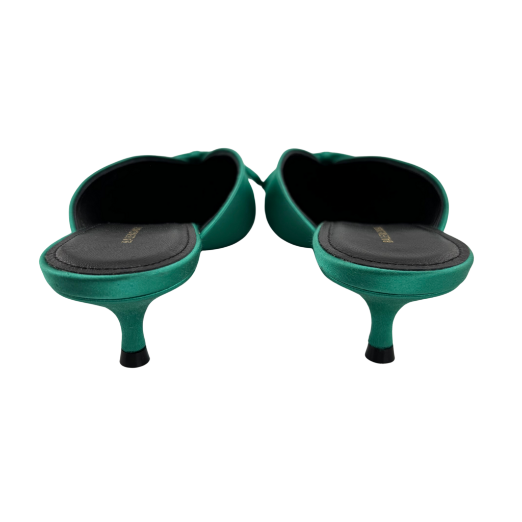 Balenciaga Green Satin Knife Bow Mule, 38