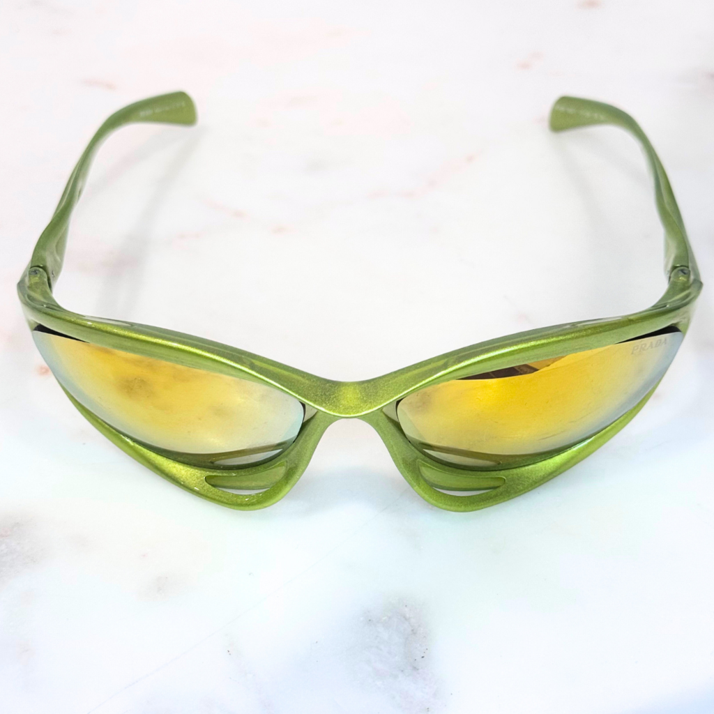 Prada Neon Green Mirror Sunglasses