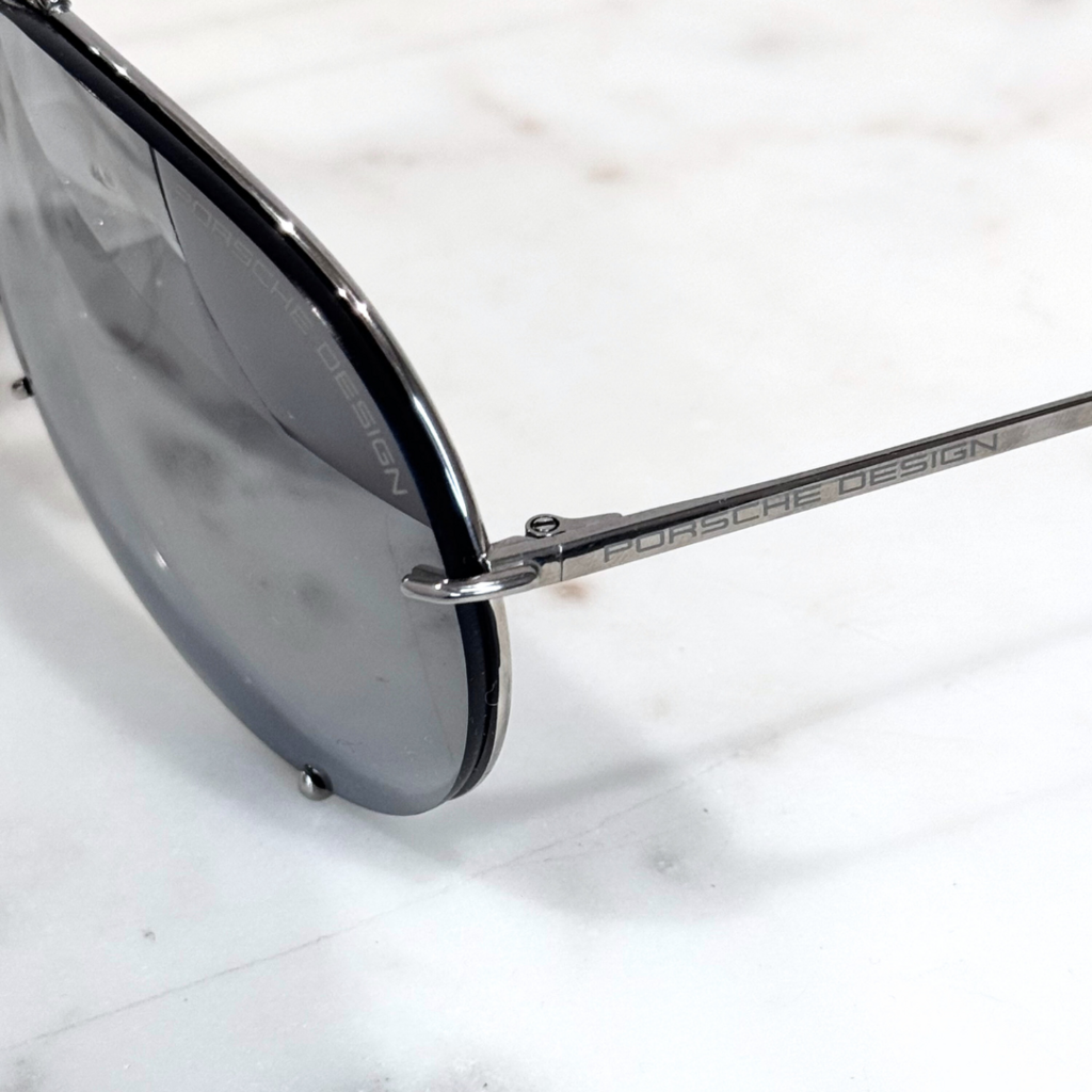 Porsche Design Silver Reflective Mirror Aviator Sunglasses