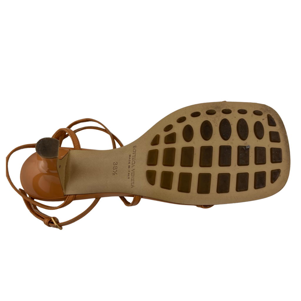 Bottega Veneta Tan Leather Heel Sandals, 38.5