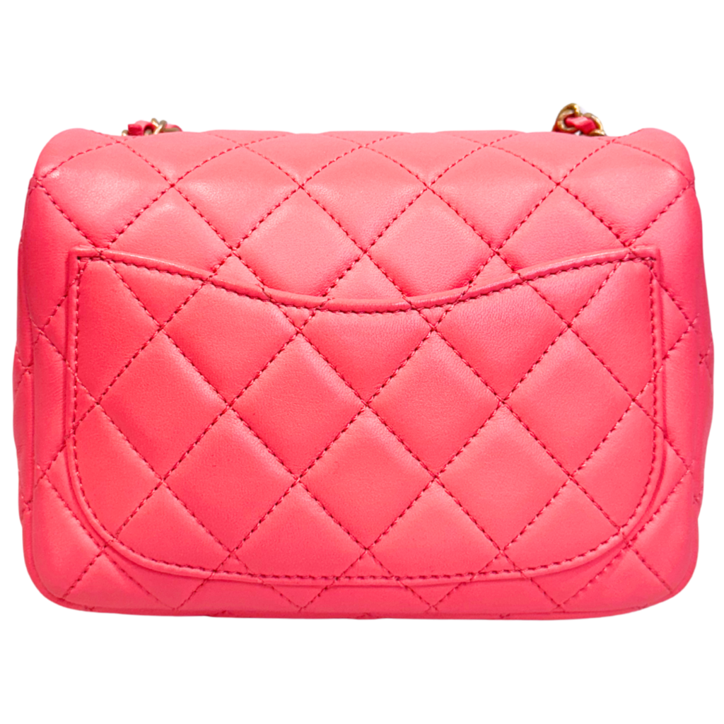 Chanel Mini Gold Crush Pink Square Lambskin (FULL SET)